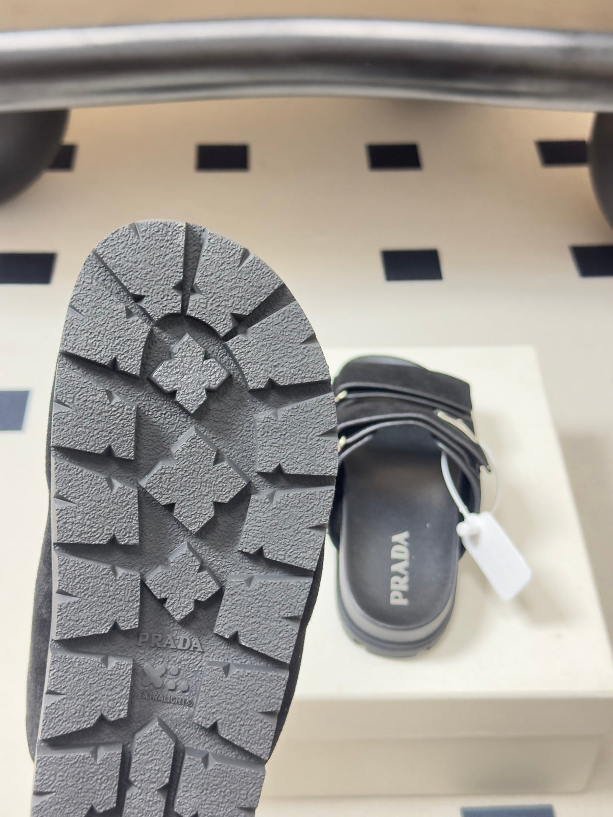 Prada 26s Band Sandals Black Suede 834765