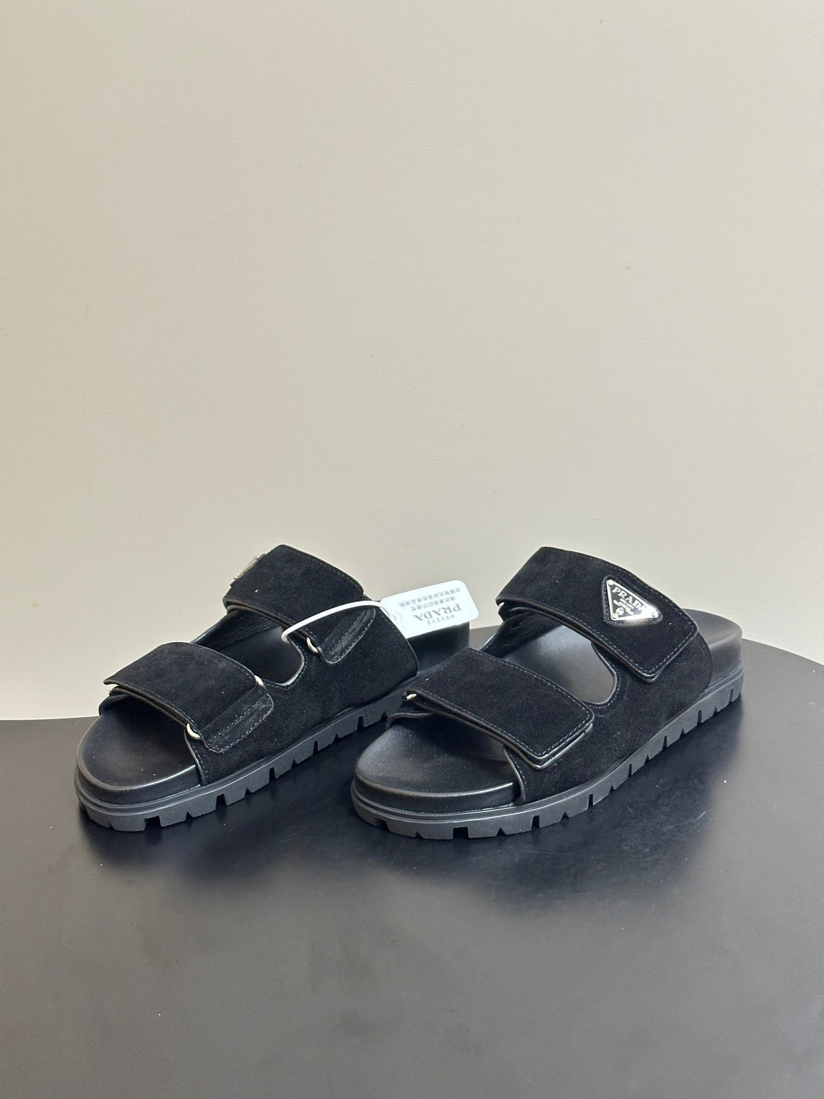 Prada 26s Band Sandals Black Suede 834765