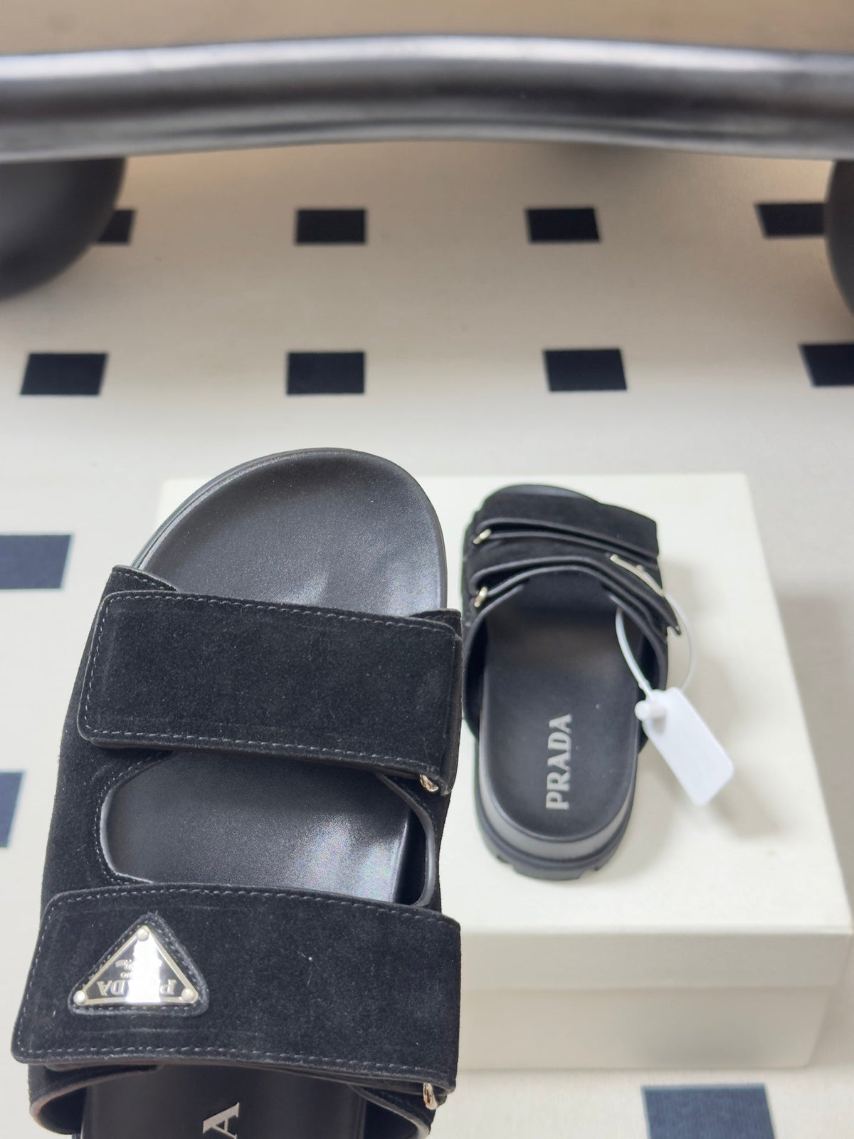 Prada 26s Band Sandals Black Suede 834765