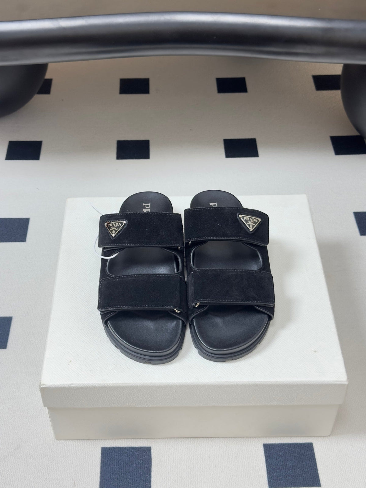 Prada 26s Band Sandals Black Suede 834765