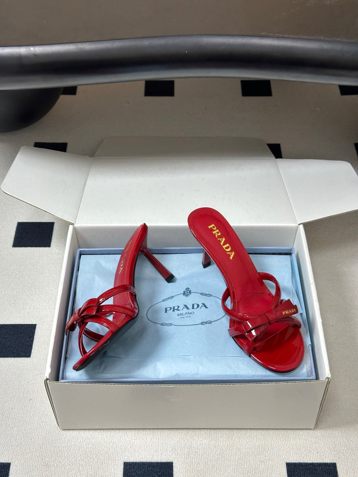 Prada Open-Toe Sandal 7.5cm Red Patent Leather 834805