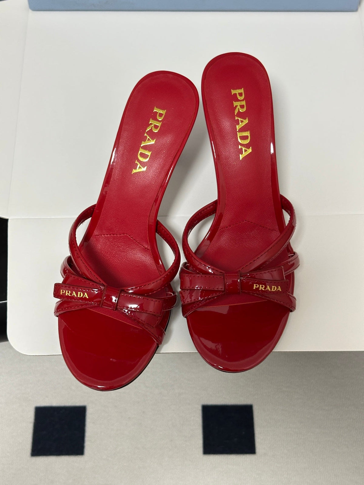 Prada Open-Toe Sandal 7.5cm Red Patent Leather 834805