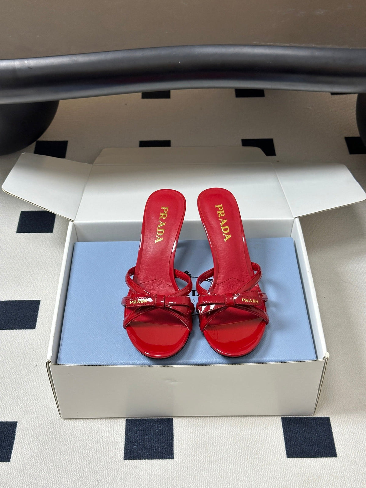 Prada Open-Toe Sandal 7.5cm Red Patent Leather 834805