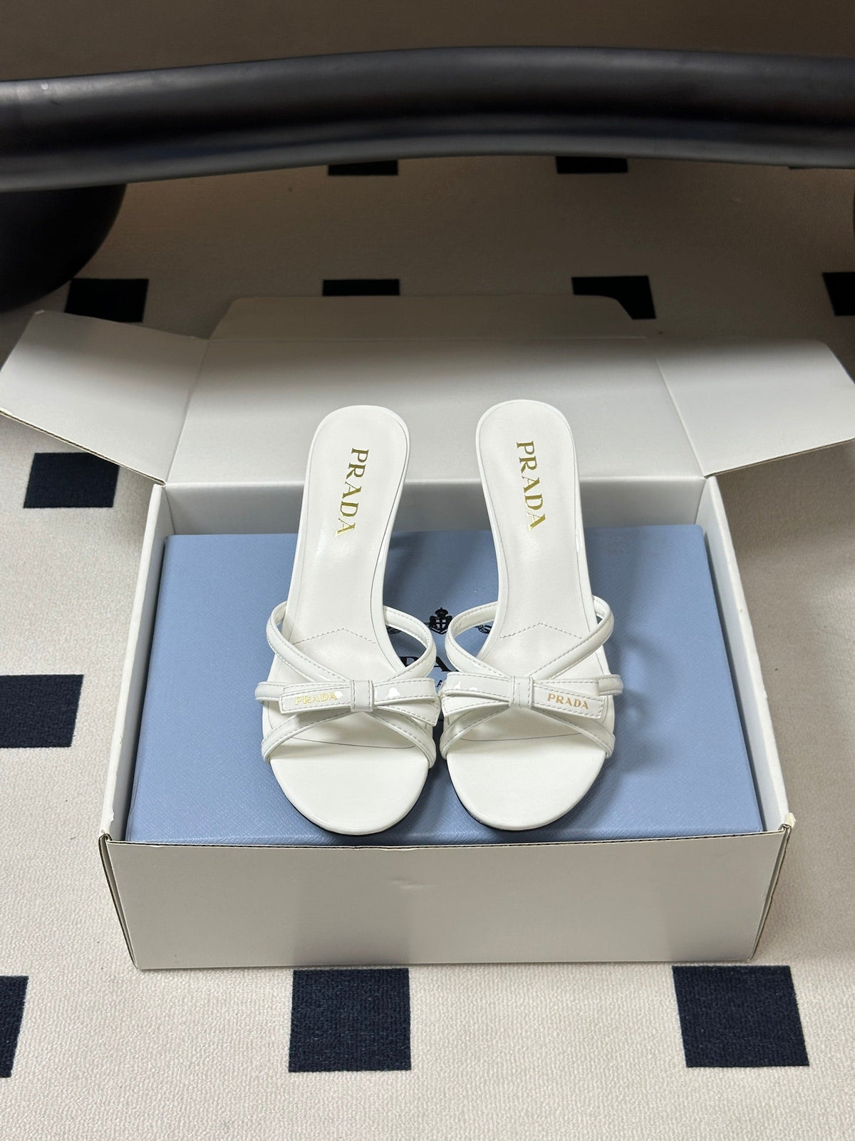 Prada Open-Toe Sandal 7.5cm White Patent Leather 834806