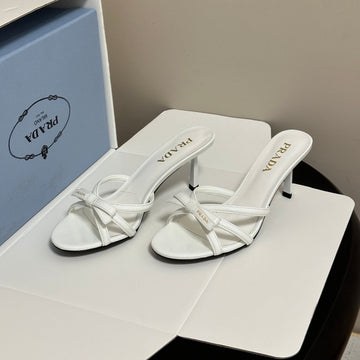 Prada Open-Toe Sandal 7.5cm White Patent Leather 834806