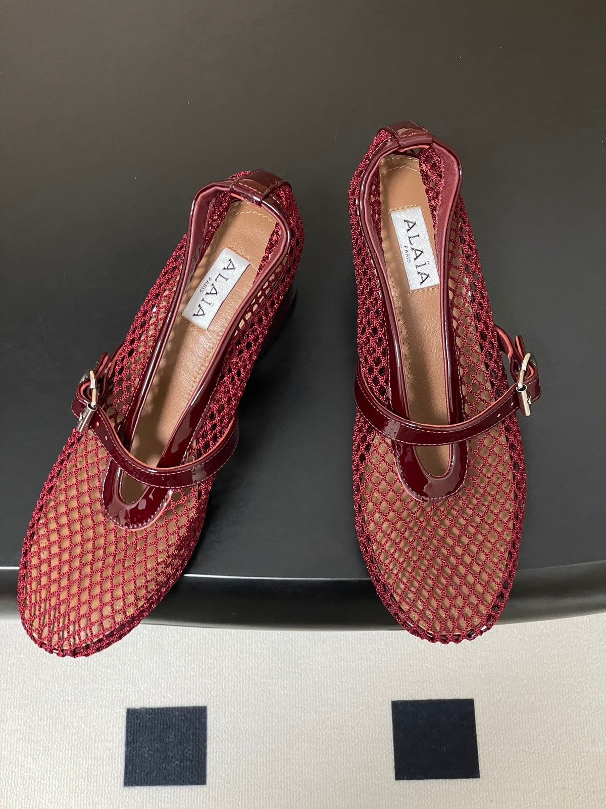 Alaia Babies Pumps 5cm Red Mesh Leather 835267