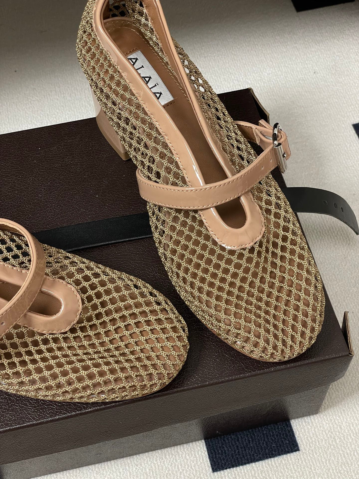 Alaia Babies Pumps 5cm Khahi Mesh Leather 835268