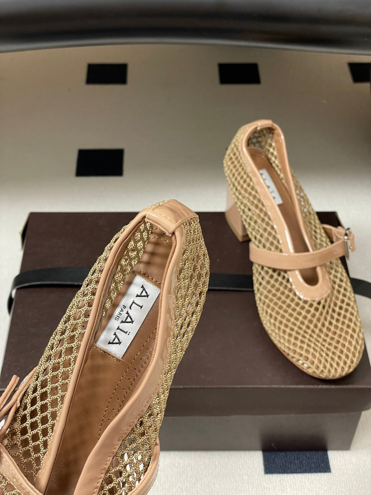 Alaia Babies Pumps 5cm Khahi Mesh Leather 835268