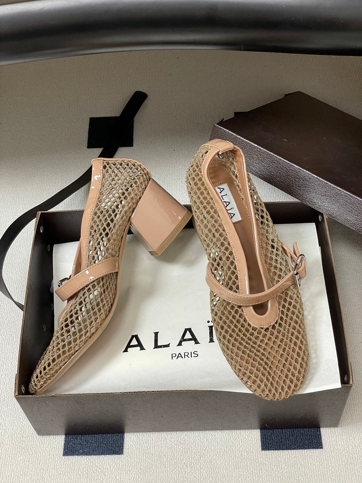 Alaia Babies Pumps 5cm Khahi Mesh Leather 835268