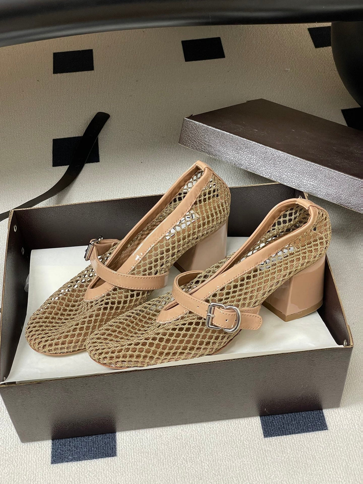 Alaia Babies Pumps 5cm Khahi Mesh Leather 835268