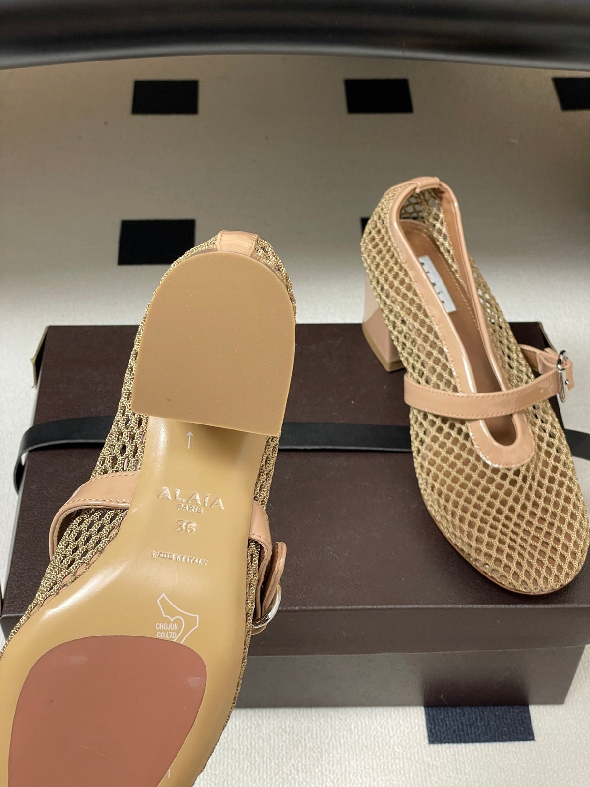 Alaia Babies Pumps 5cm Khahi Mesh Leather 835268