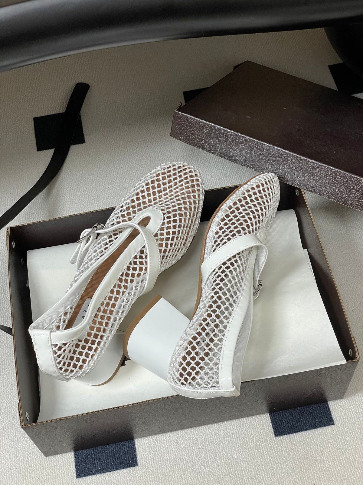 Alaia Babies Pumps 5cm White Mesh Leather 835270