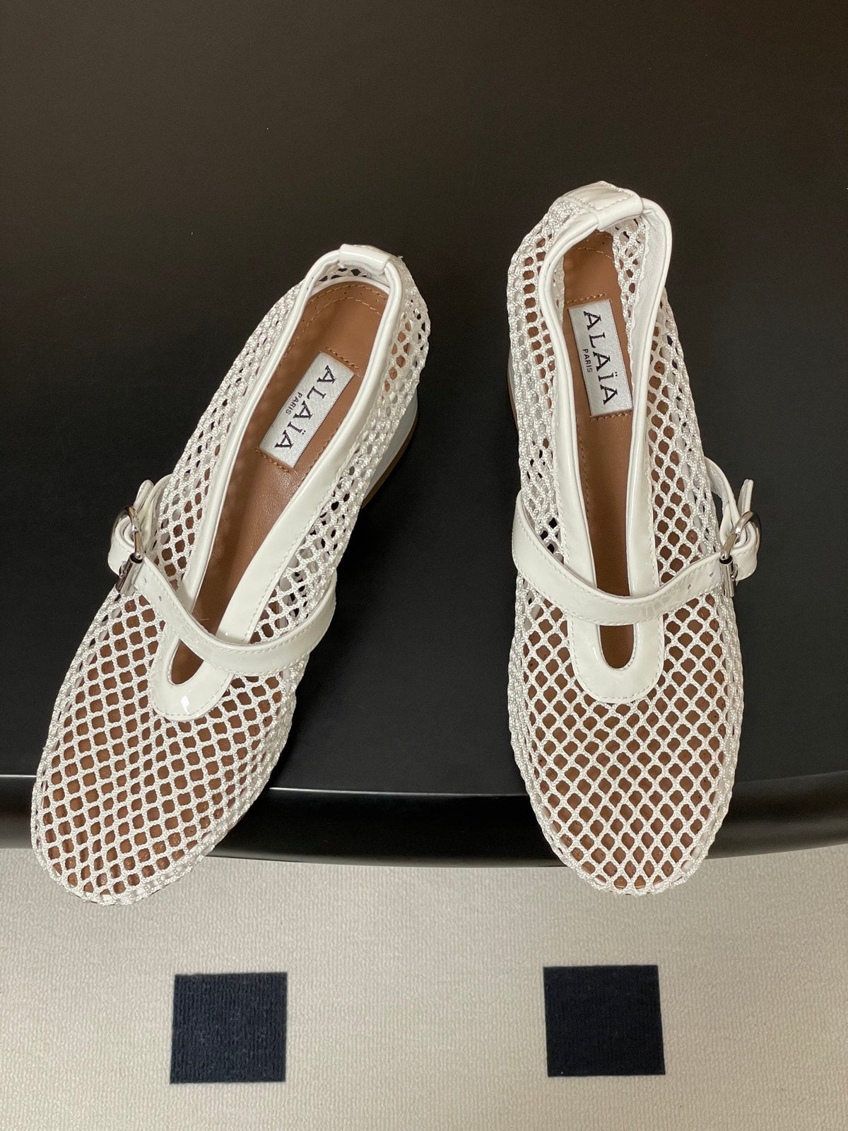 Alaia Babies Pumps 5cm White Mesh Leather 835270