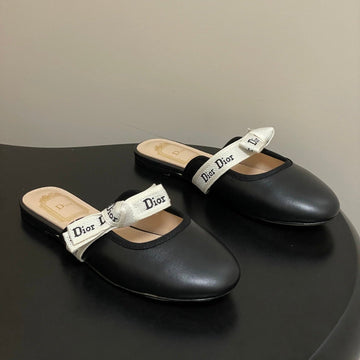 CD J'Adior Mules Black Beige Leather 834936