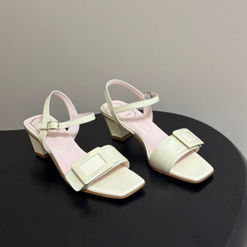 Roger Vivier Belle Vivier Sandals Cream Patent Leather 835127