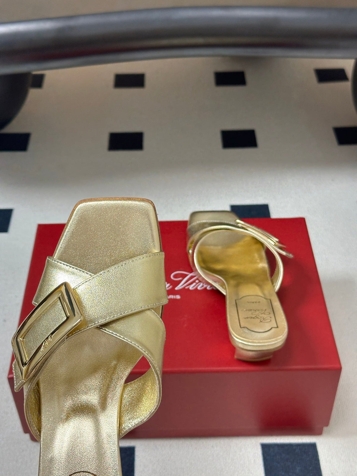 Belle Vivier Mules Gold Patent Leather 835131