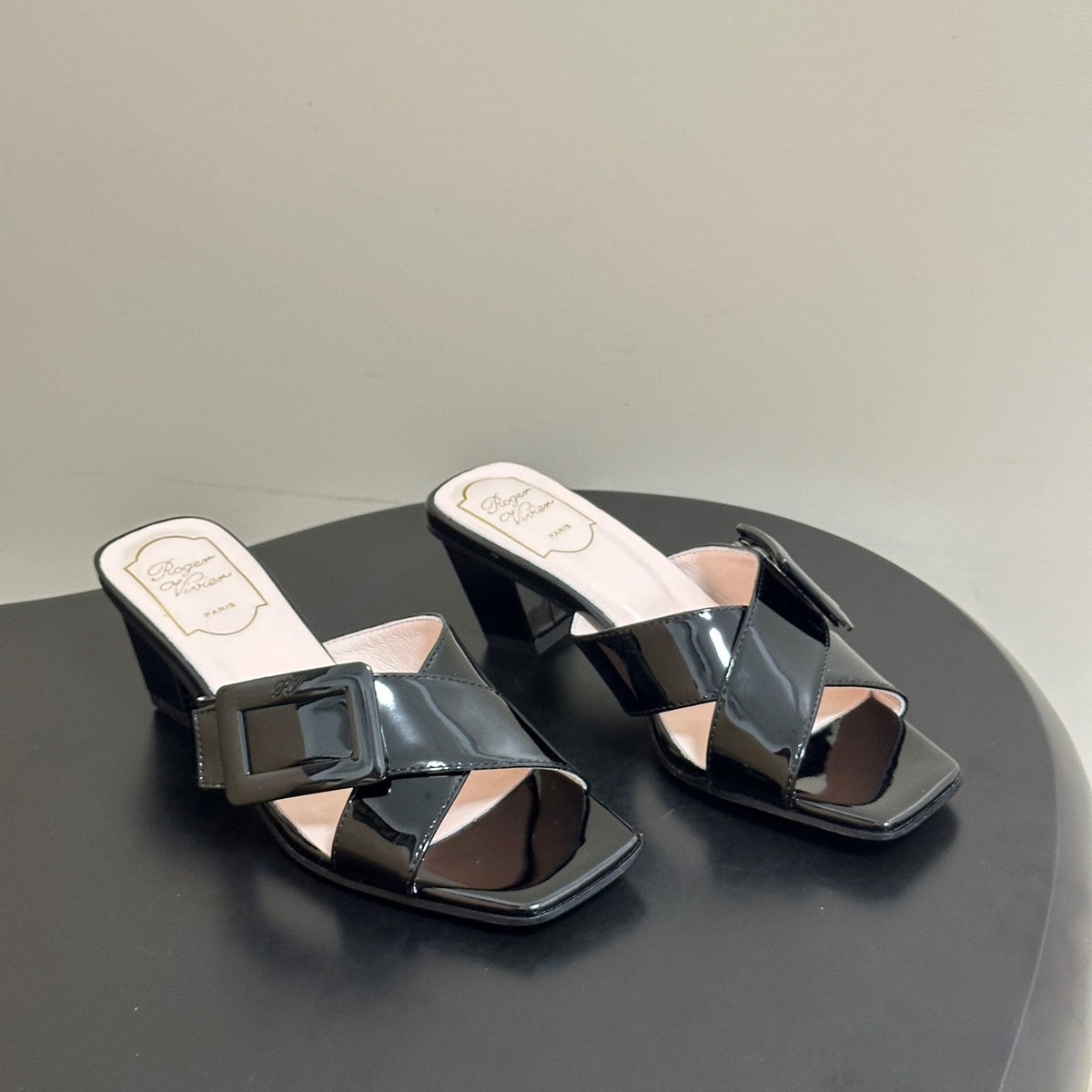 Belle Vivier Mules Black Patent Leather 835132