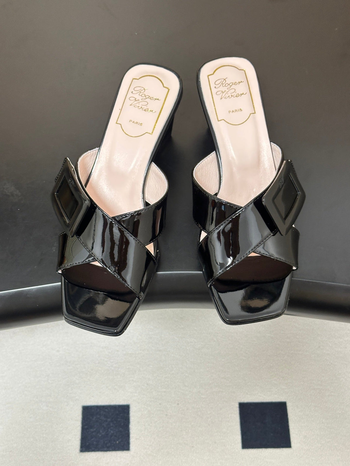 Belle Vivier Mules Black Patent Leather 835132