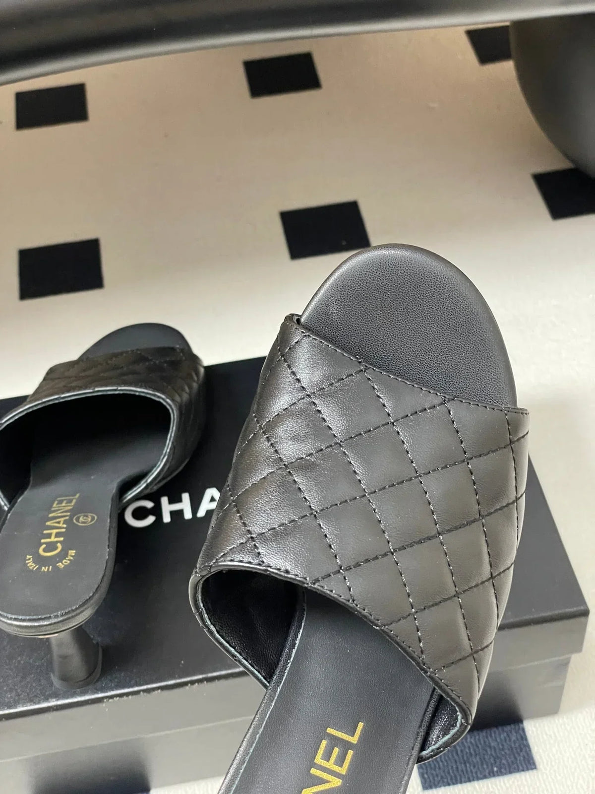 Chanel 2026 Peep-Toe High-Heeled Sandals Leather Sheepskin 834720