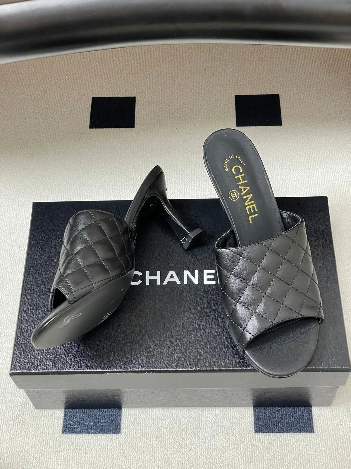 Chanel 2026 Peep-Toe High-Heeled Sandals Leather Sheepskin 834720