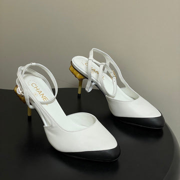 CC 26s Slingback 8.5cm White Leather 834722