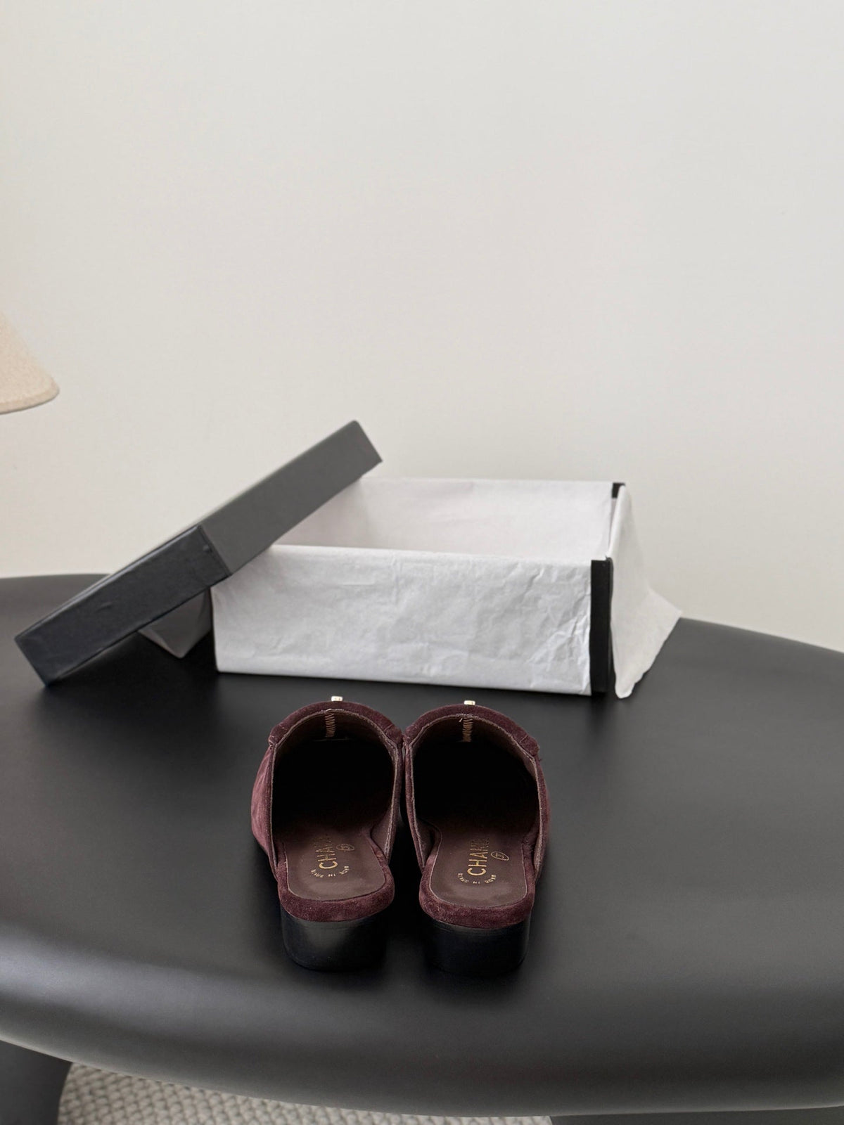 CC Half-Slippers Flat Burgundy Suede 717809