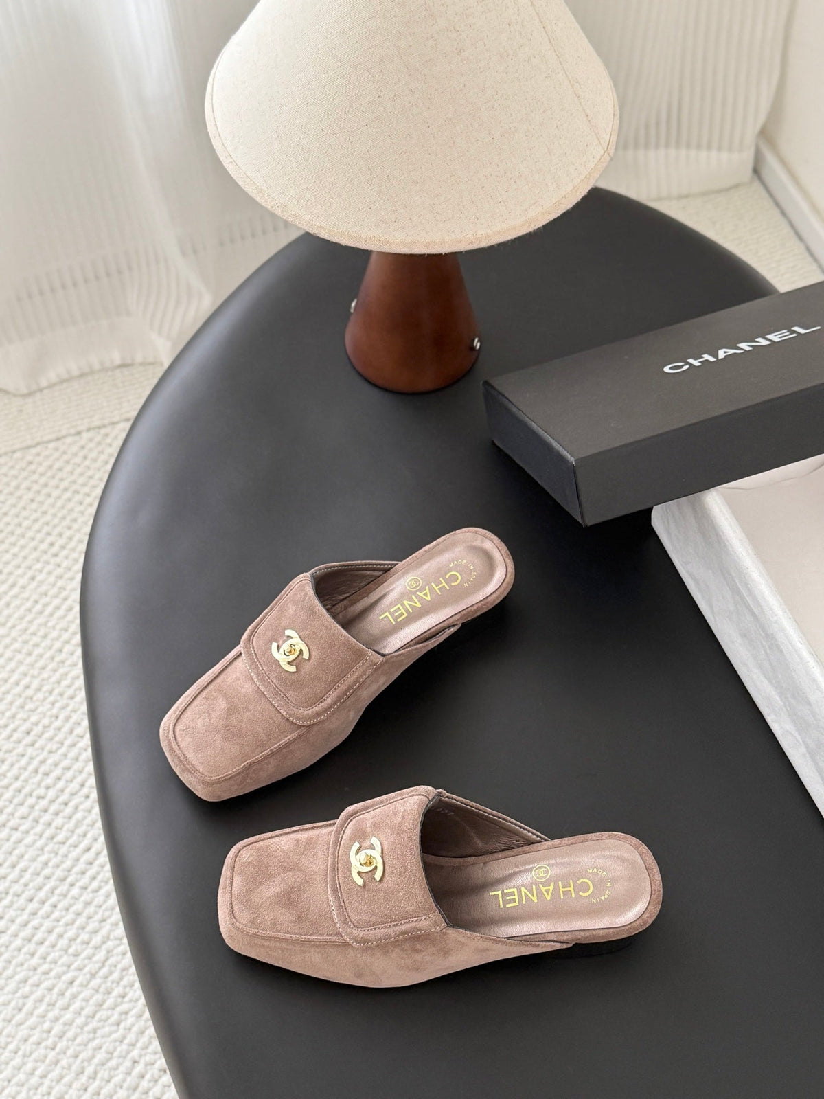 CC Half-Slippers Flat Taupe Suede 717812