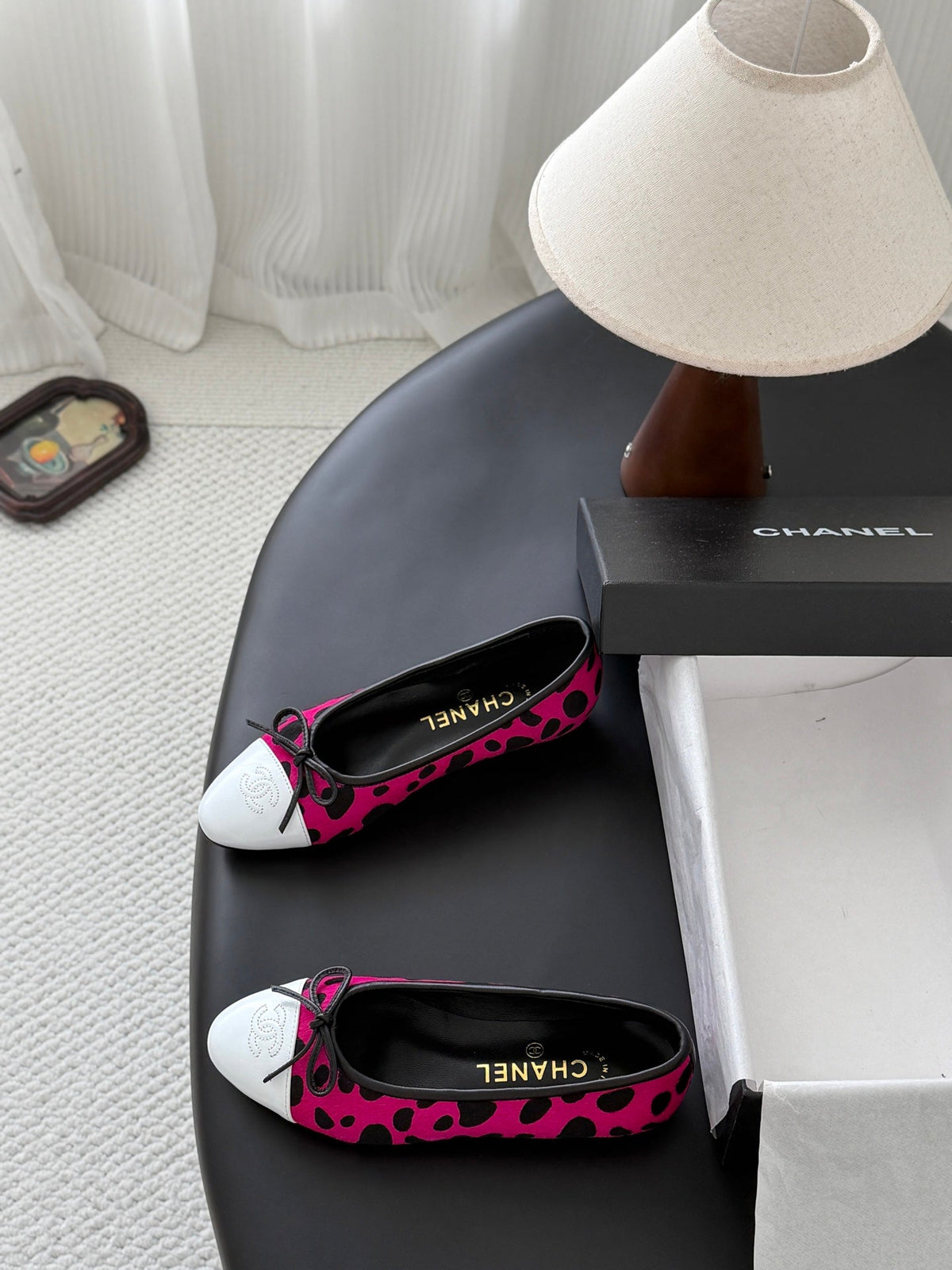 CC 26s Ballerina Flats Hot Pink Black Pony Hair Calfskin 914546
