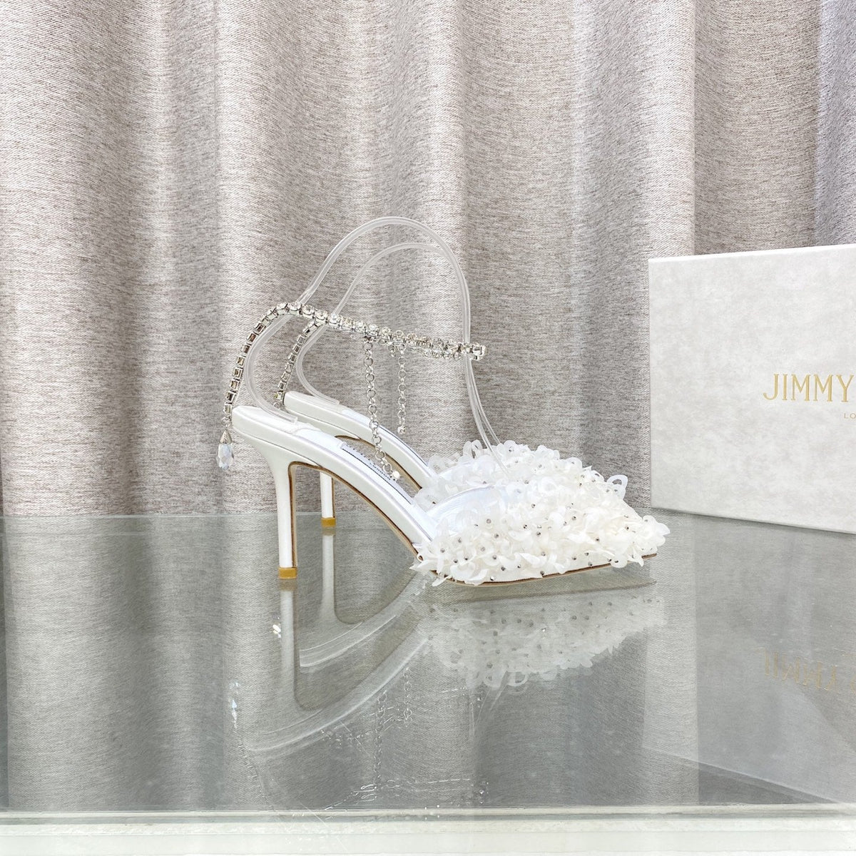 Jimmy Choo Saeda Pumps Ivory Mesh Lambskin 668536