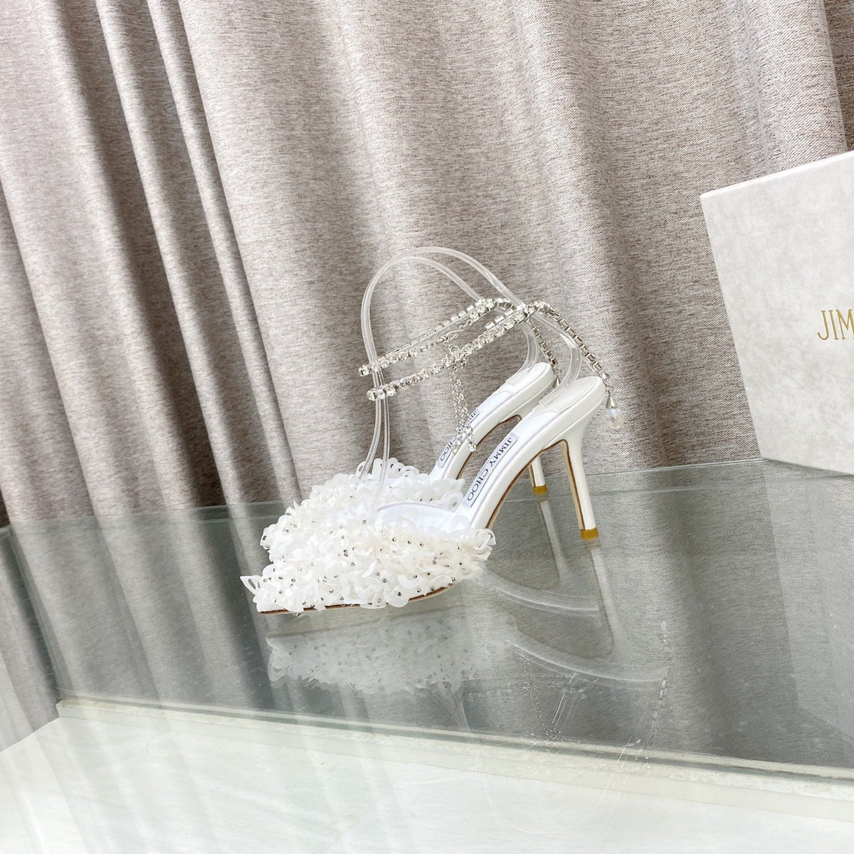 Jimmy Choo Saeda Pumps Ivory Mesh Lambskin 668536