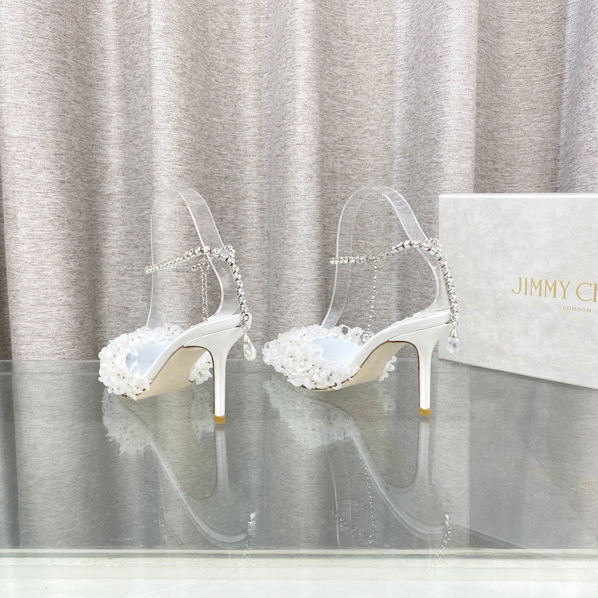 Jimmy Choo Saeda Pumps Ivory Mesh Lambskin 668536