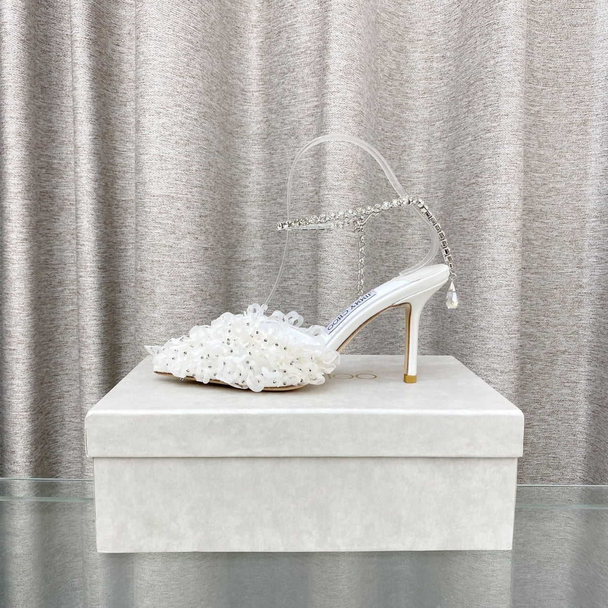 Jimmy Choo Saeda Pumps Ivory Mesh Lambskin 668536