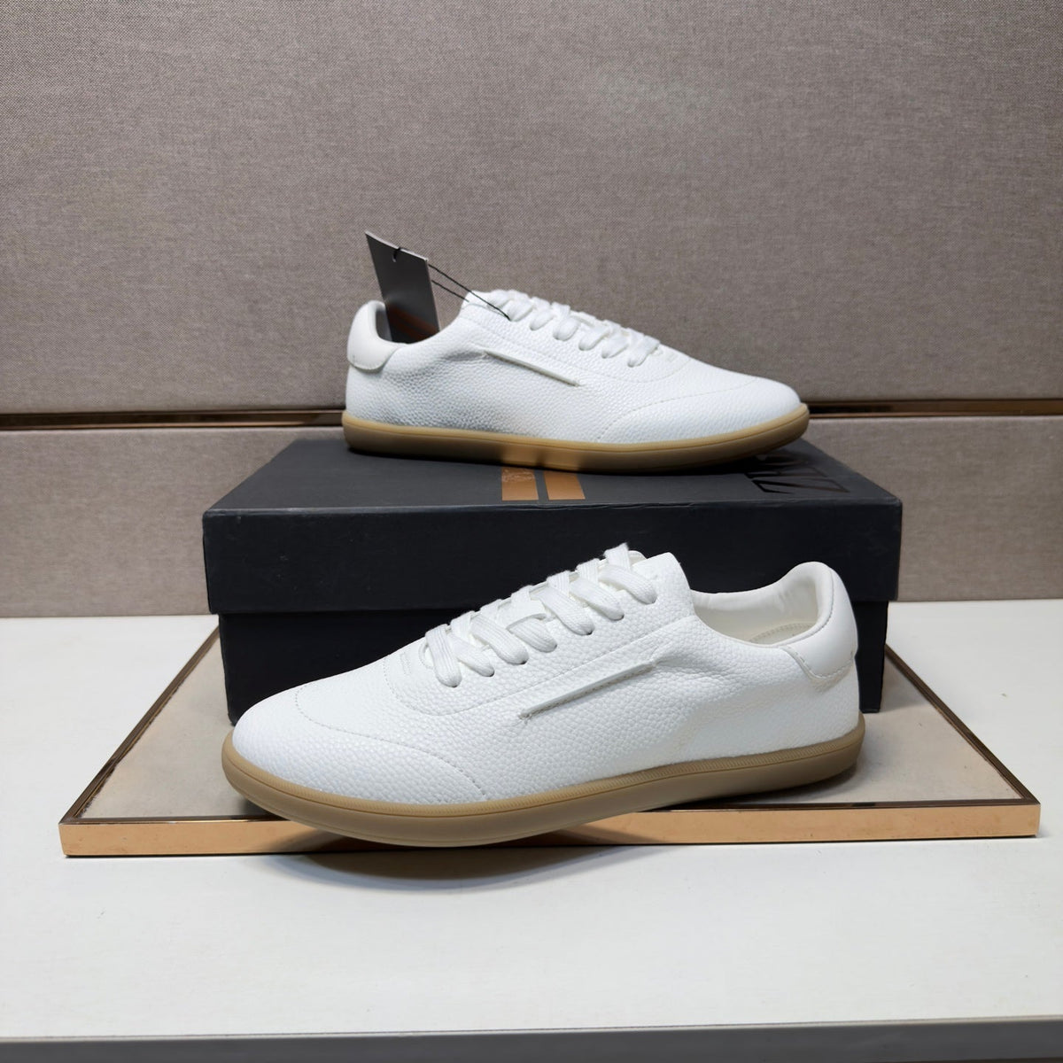 Zegna 232 Men's Sneakers White Grain Leather 178302