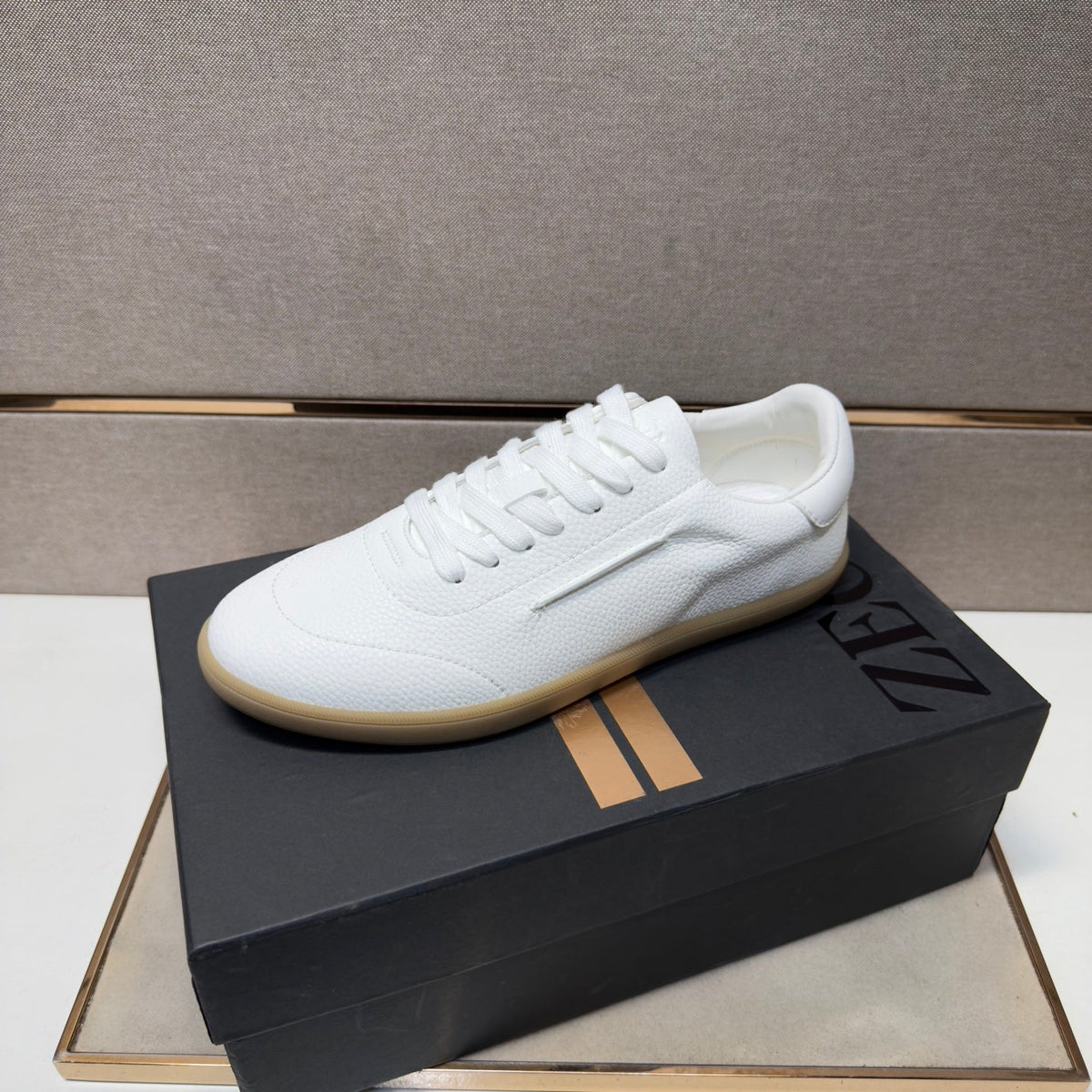 Zegna 232 Men's Sneakers White Grain Leather 178302