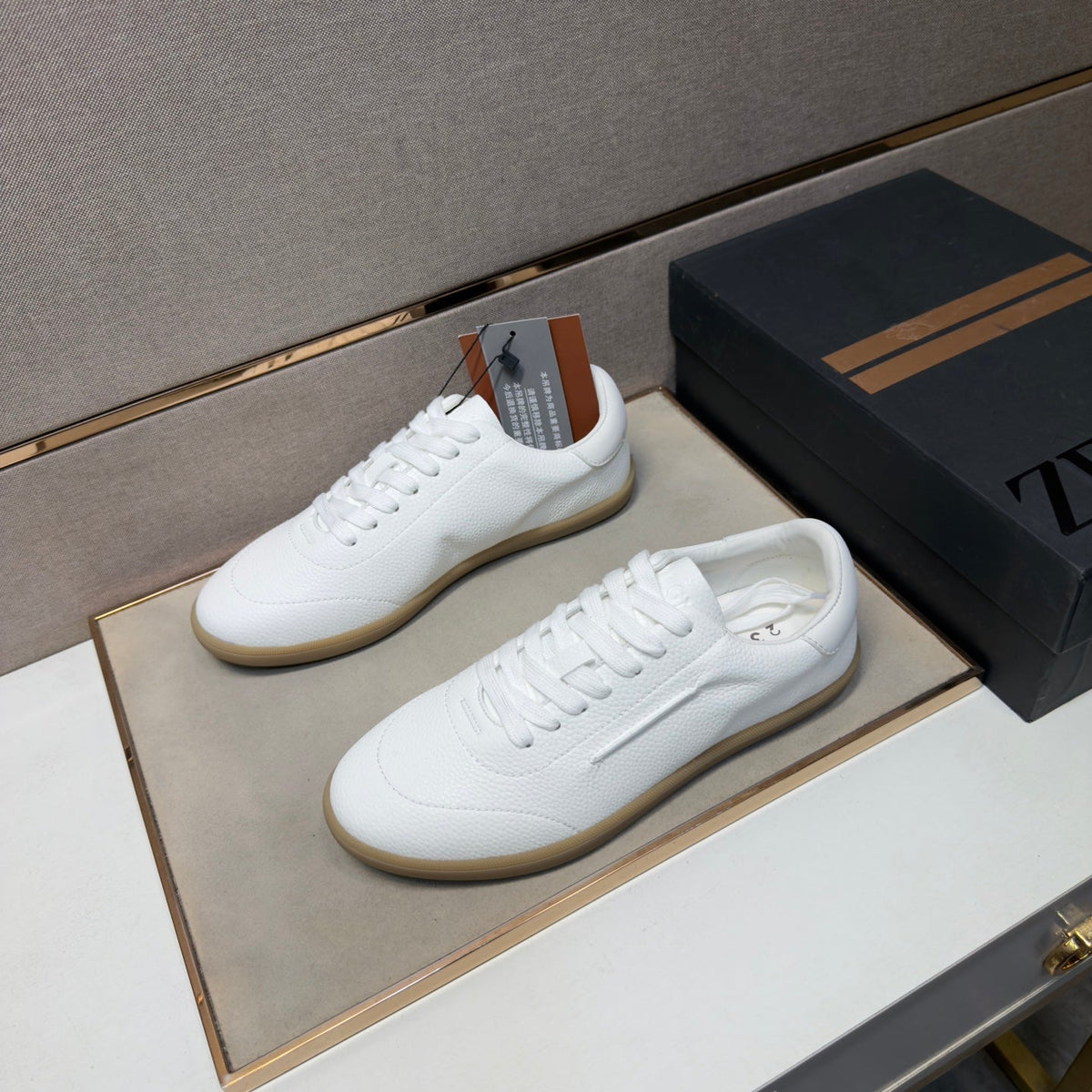 Zegna 232 Men's Sneakers White Grain Leather 178302