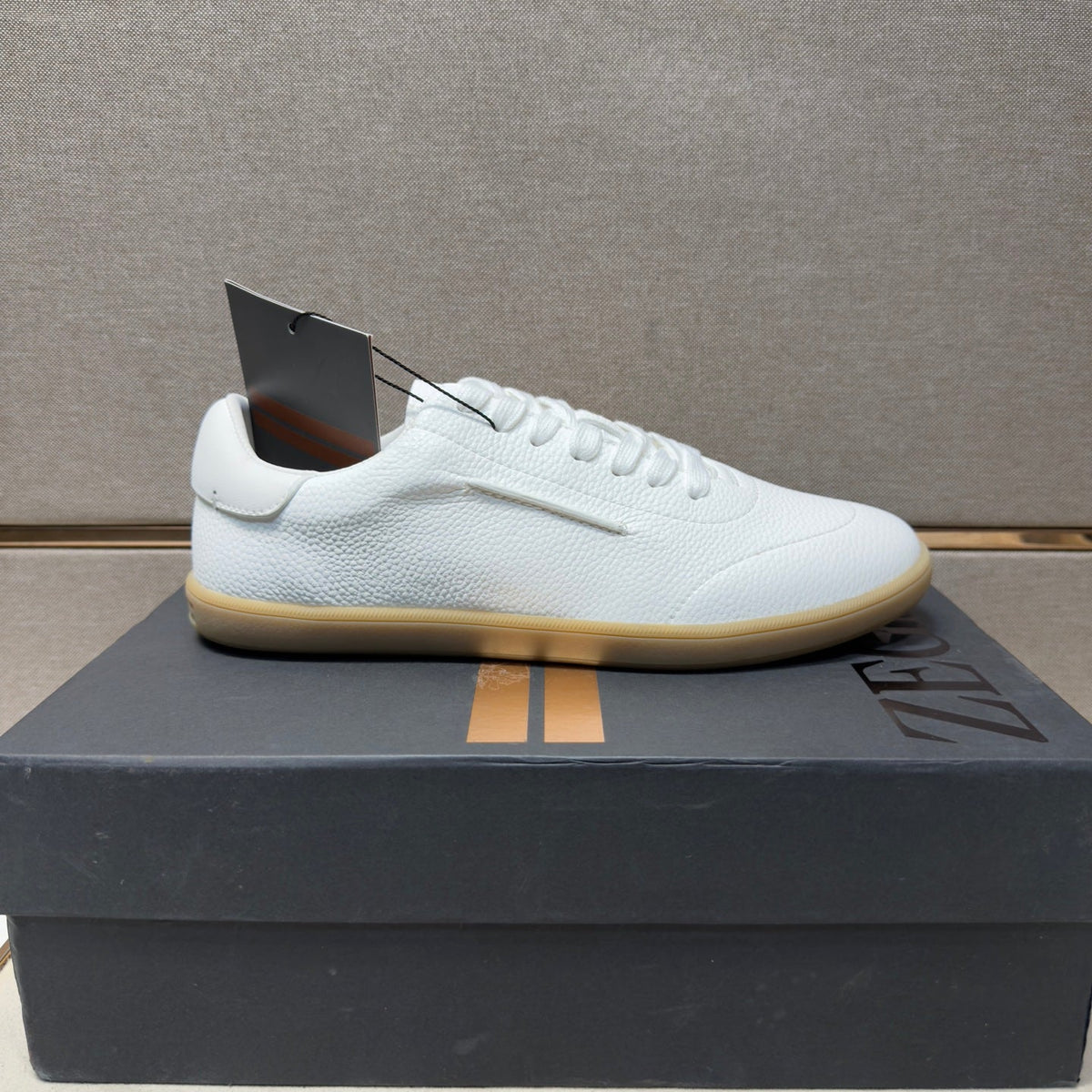 Zegna 232 Men's Sneakers White Grain Leather 178302