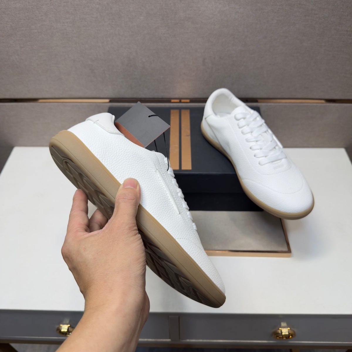 Zegna 232 Men's Sneakers White Grain Leather 178302