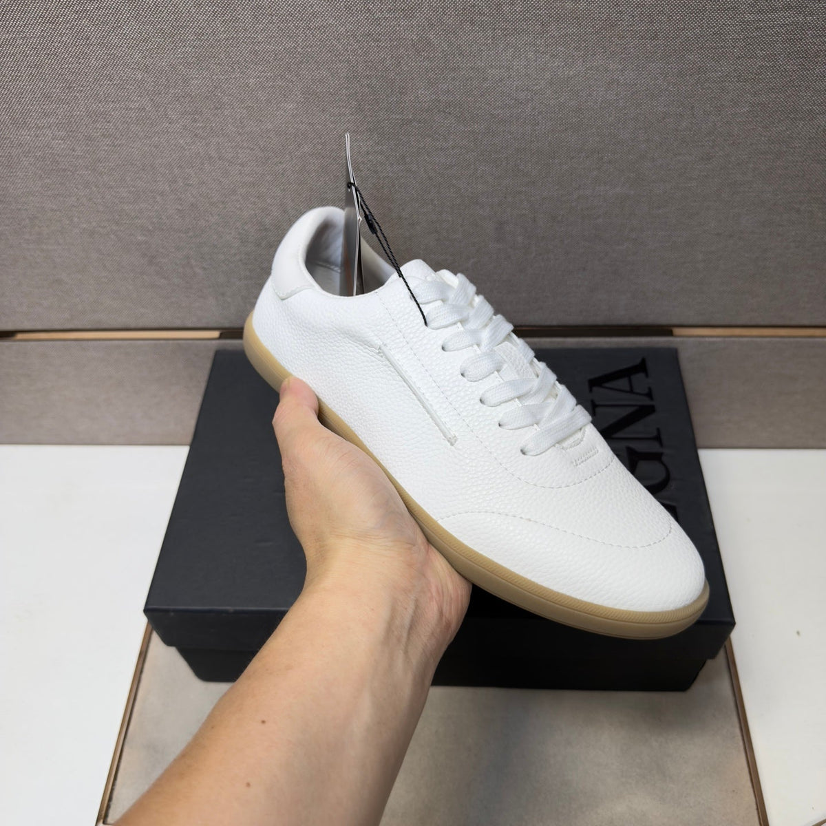 Zegna 232 Men's Sneakers White Grain Leather 178302