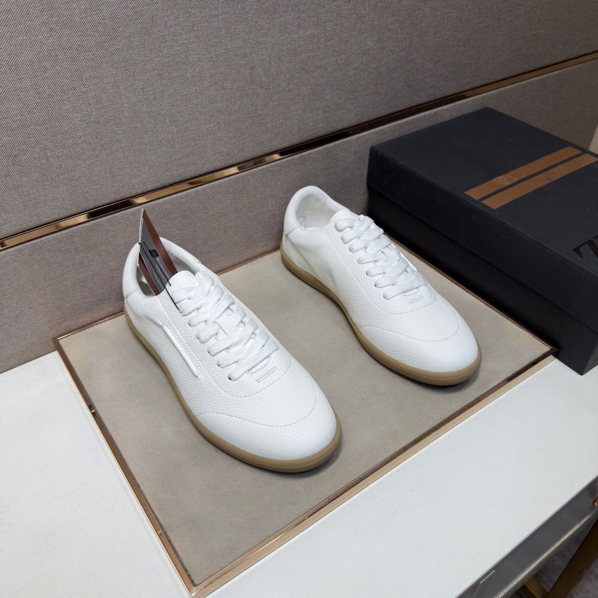 Zegna 232 Men's Sneakers White Grain Leather 178302