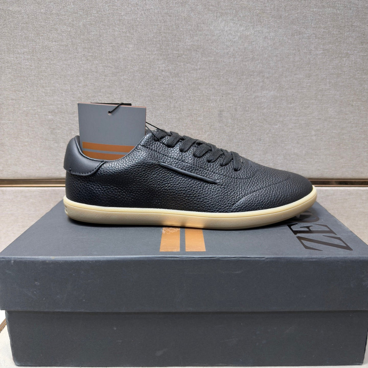 Zegna 232 Men's Sneakers Black Grain Leather 178303