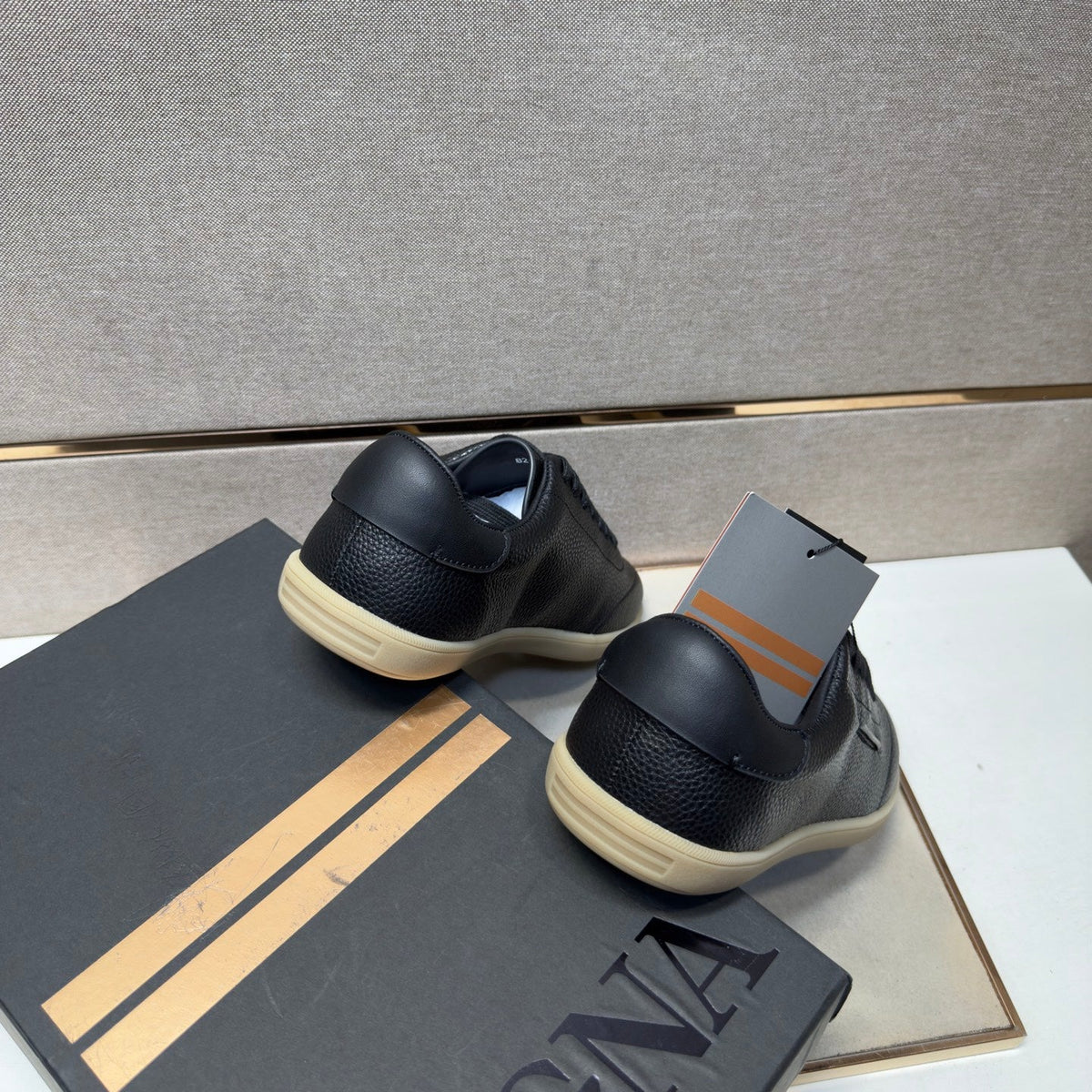 Zegna 232 Men's Sneakers Black Grain Leather 178303