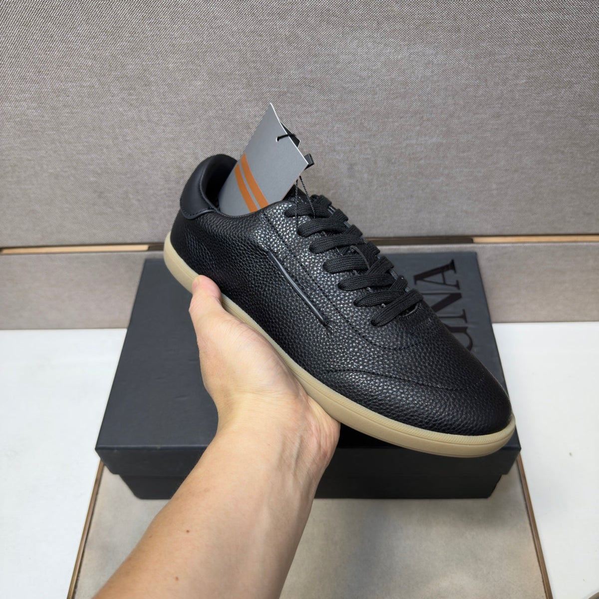 Zegna 232 Men's Sneakers Black Grain Leather 178303