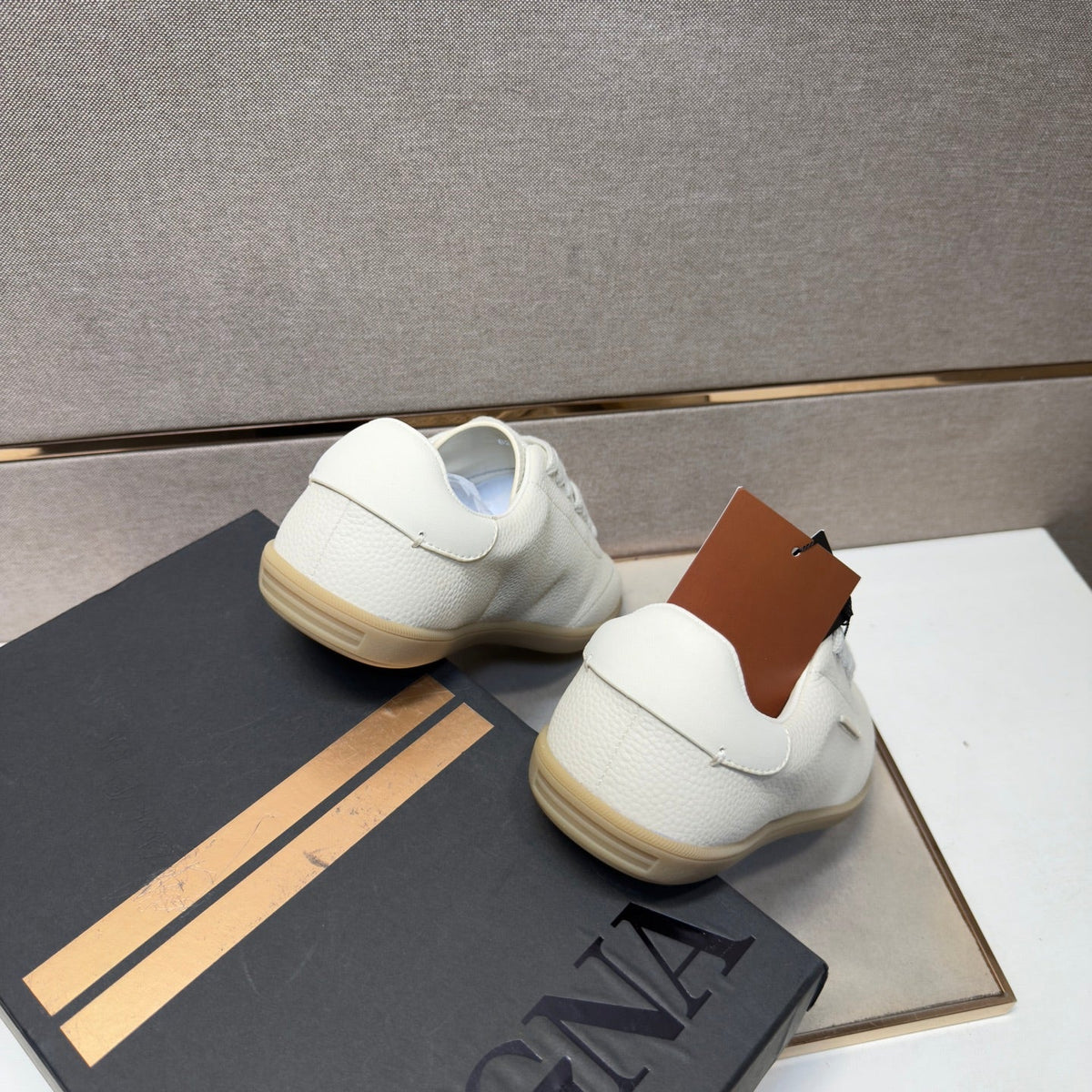 Zegna 232 Men's Sneakers Cream Grain Leather 178305