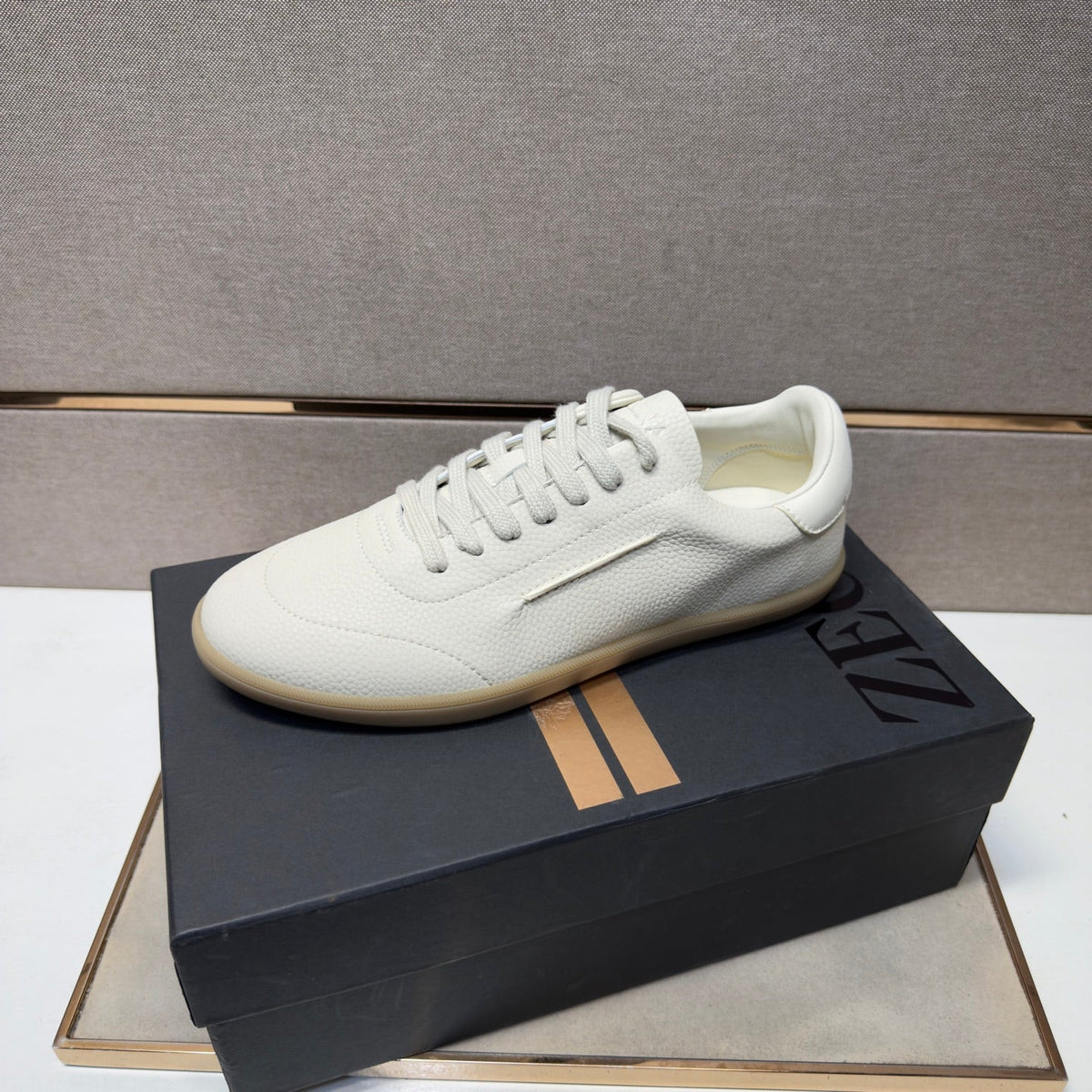 Zegna 232 Men's Sneakers Cream Grain Leather 178305