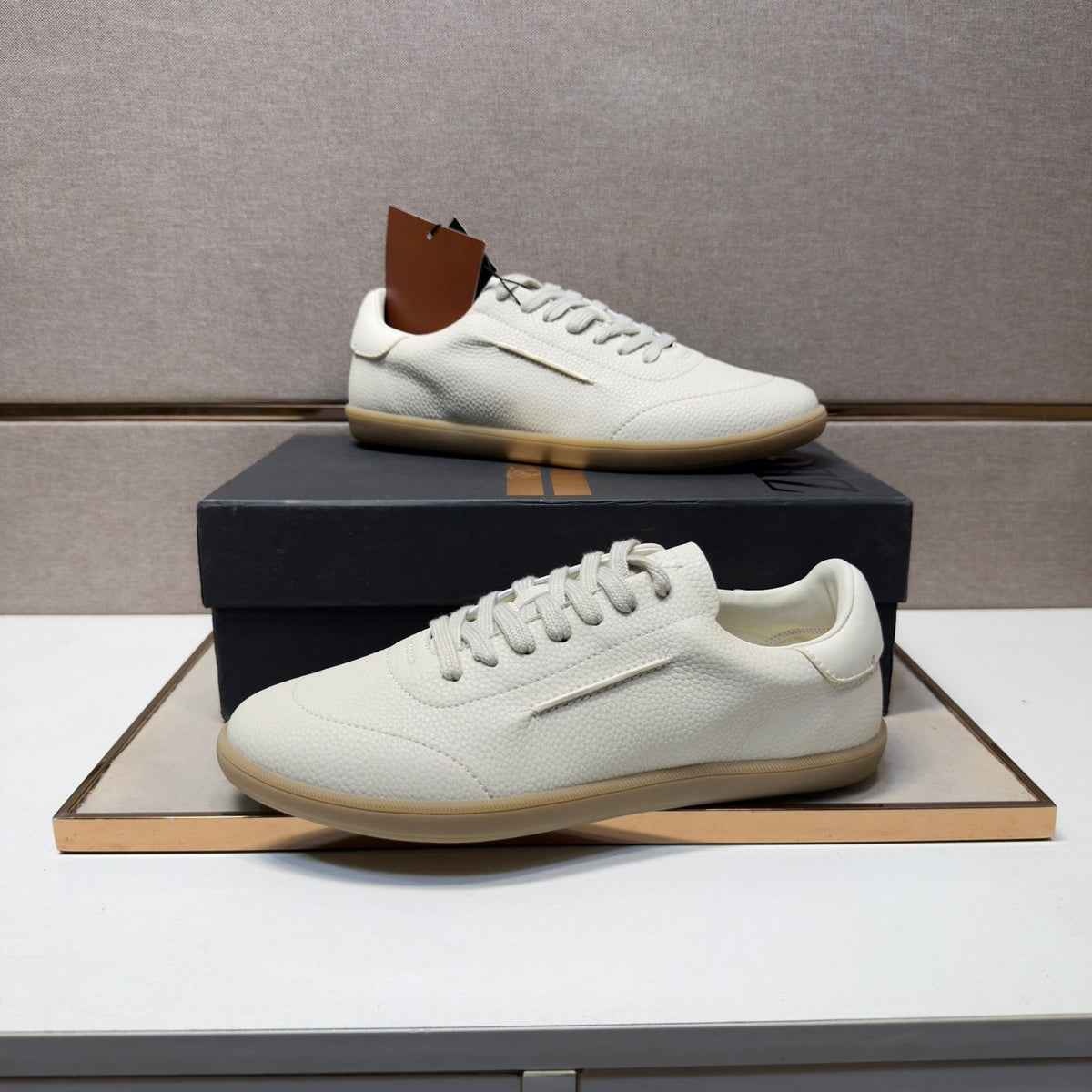 Zegna 232 Men's Sneakers Cream Grain Leather 178305