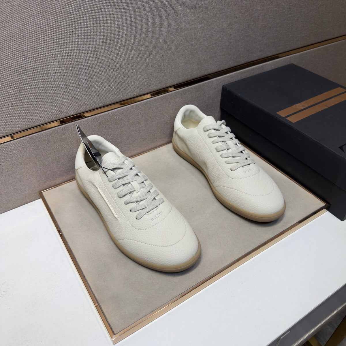 Zegna 232 Men's Sneakers Cream Grain Leather 178305