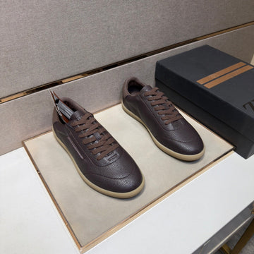 Zegna 232 Men's Sneakers Dark Brown Grain Leather 178306