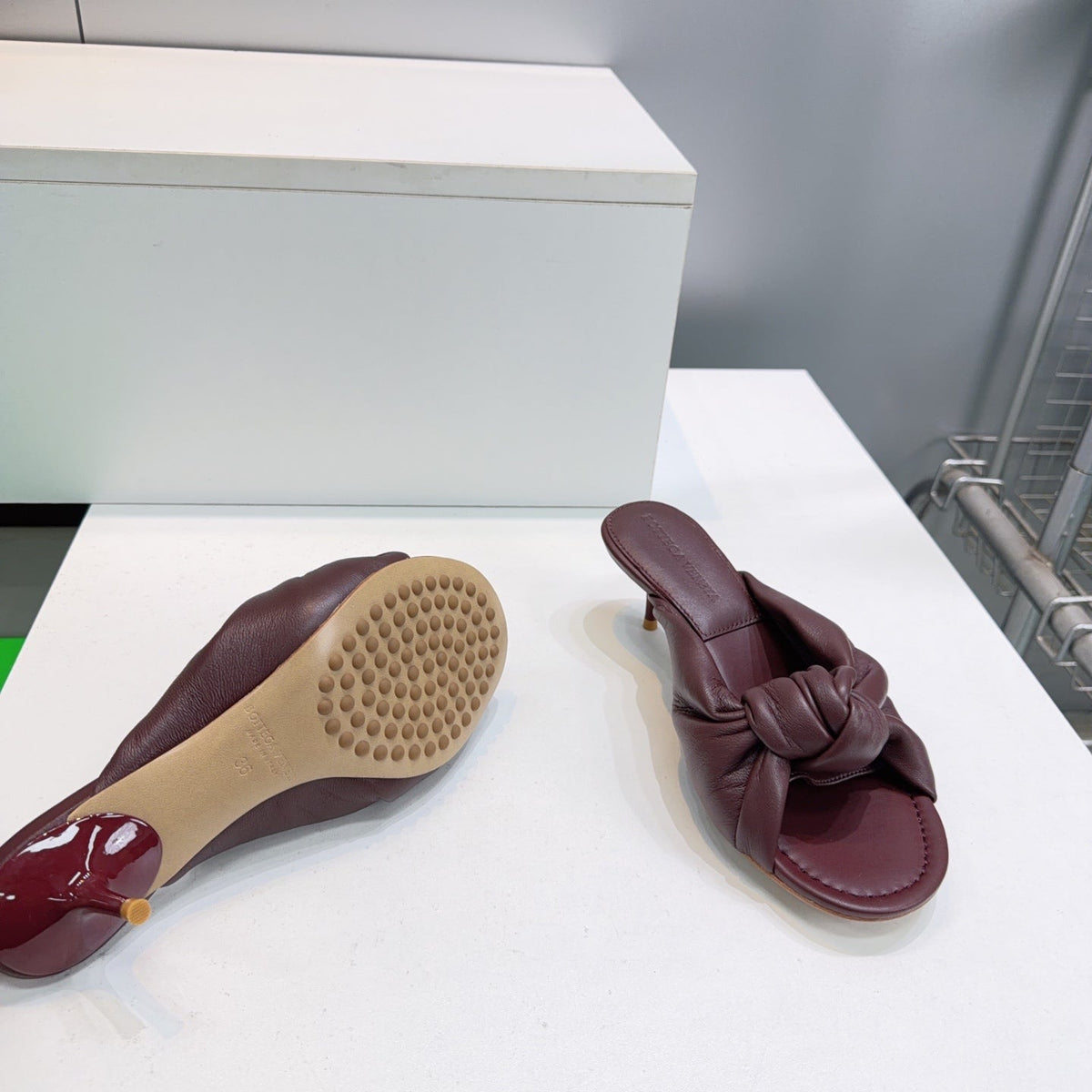 BV Cherry Mules 5.5cm Burgundy Sheepskin 842926