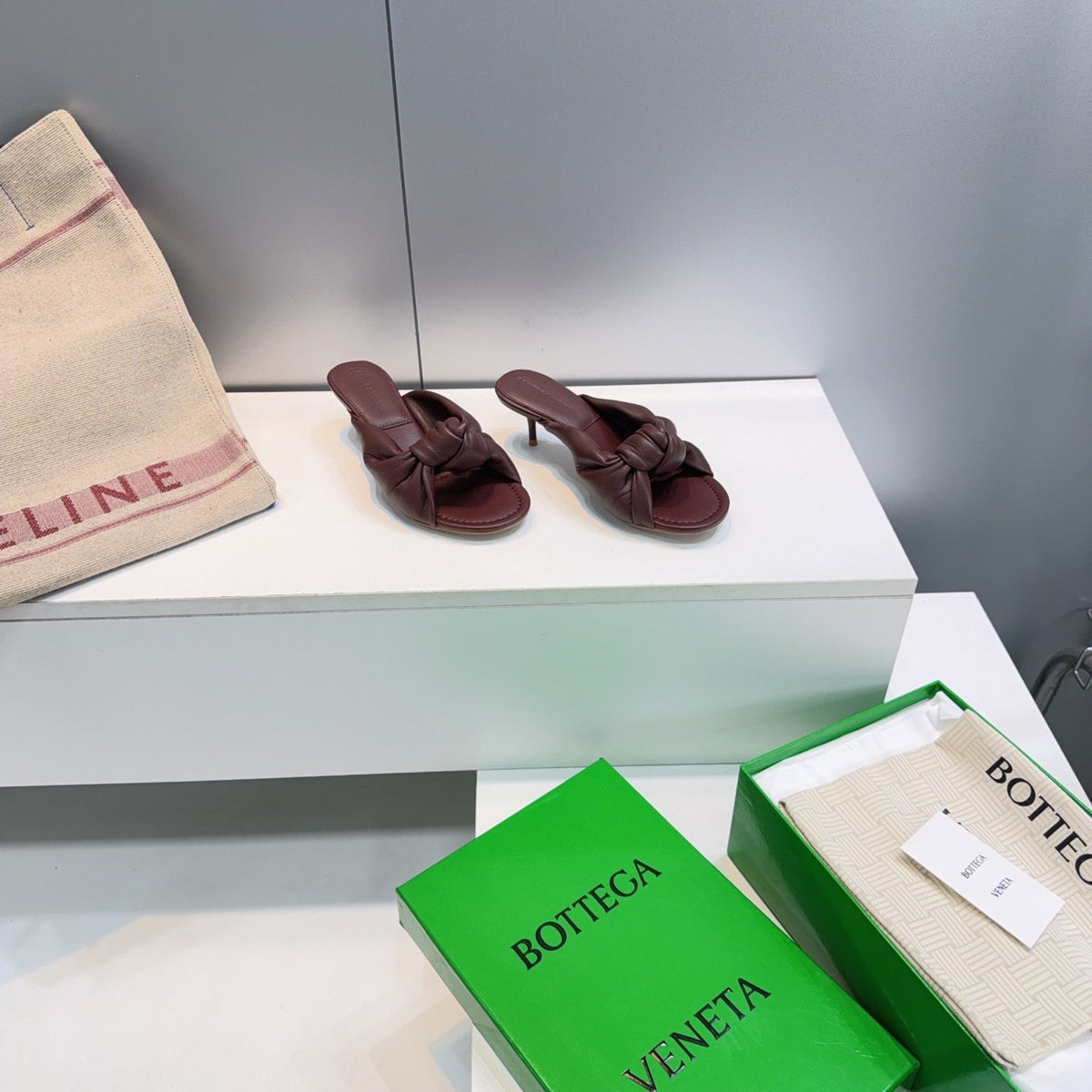 BV Cherry Mules 5.5cm Burgundy Sheepskin 842926