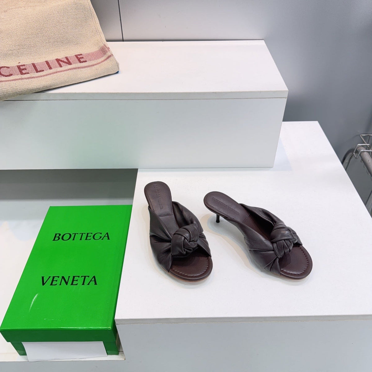 BV Cherry Mules 5.5cm Chocolate Sheepskin 842926